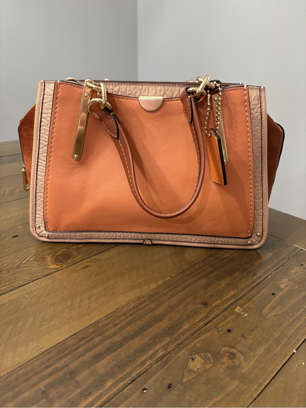 Coach Dreamer Satchel in Sunrise Multi Colorblock Leather and Suede - Picture 2 of 16